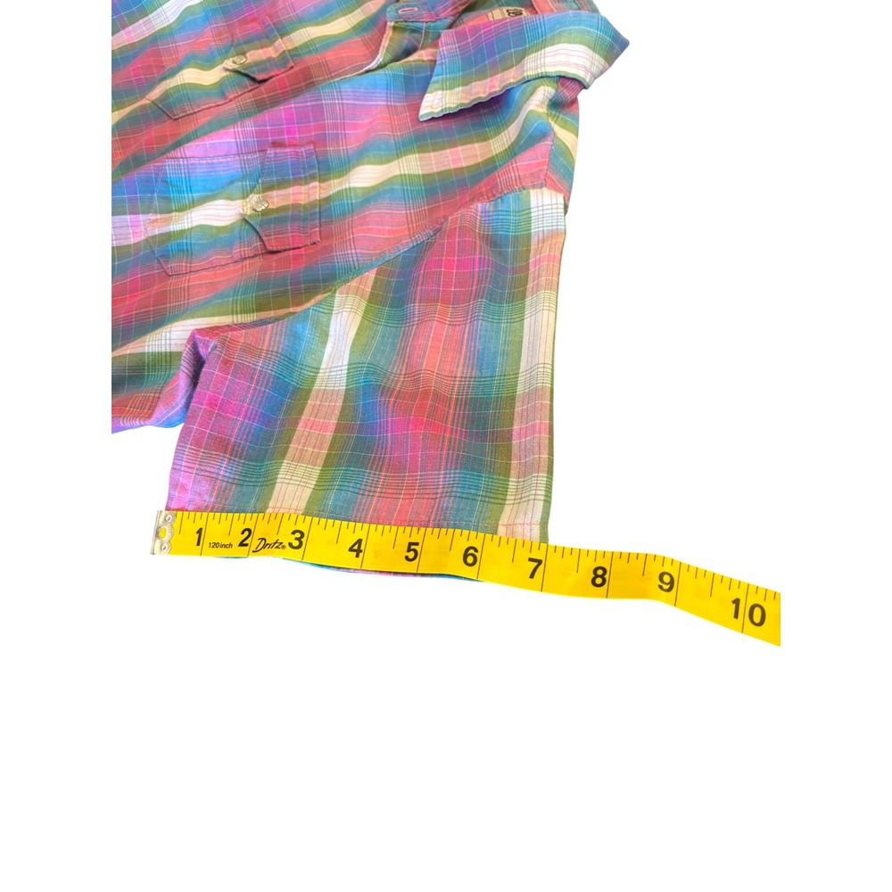 Wrangler Kids Plaid Western Snap Shirt Short Sleeve Size L - Picture 6 of 8